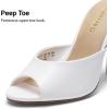 image:imageDREAM PAIRS Mule Heels for Women High Heels Stiletto Open Round Peep Toe Mules Sandals Slip on Dress Shoes Sexy Heeled for Party Dressy Prom WeddingWhite