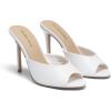 image:imageDREAM PAIRS Mule Heels for Women High Heels Stiletto Open Round Peep Toe Mules Sandals Slip on Dress Shoes Sexy Heeled for Party Dressy Prom WeddingWhite