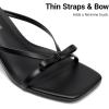 image:imageDREAM PAIRS Womens Bow Heels  Kitten Heel Mule Sandals Square Toe Strappy Slip On Dress Heels Elegant Bridal Wedding Party Formal Shoes for Special OccasionsBlack