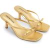 image:imageDREAM PAIRS Womens Bow Heels  Kitten Heel Mule Sandals Square Toe Strappy Slip On Dress Heels Elegant Bridal Wedding Party Formal Shoes for Special OccasionsGold