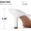 image:imageDREAM PAIRS Womens Bow Heels  Kitten Heel Mule Sandals Square Toe Strappy Slip On Dress Heels Elegant Bridal Wedding Party Formal Shoes for Special OccasionsWhite