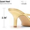 image:imageDREAM PAIRS Womens Bow Heels  Kitten Heel Mule Sandals Square Toe Strappy Slip On Dress Heels Elegant Bridal Wedding Party Formal Shoes for Special OccasionsGold
