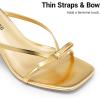 image:imageDREAM PAIRS Womens Bow Heels  Kitten Heel Mule Sandals Square Toe Strappy Slip On Dress Heels Elegant Bridal Wedding Party Formal Shoes for Special OccasionsGold