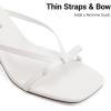 image:imageDREAM PAIRS Womens Bow Heels  Kitten Heel Mule Sandals Square Toe Strappy Slip On Dress Heels Elegant Bridal Wedding Party Formal Shoes for Special OccasionsWhite