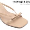 image:imageDREAM PAIRS Womens Bow Heels  Kitten Heel Mule Sandals Square Toe Strappy Slip On Dress Heels Elegant Bridal Wedding Party Formal Shoes for Special OccasionsNude