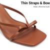 image:imageDREAM PAIRS Womens Bow Heels  Kitten Heel Mule Sandals Square Toe Strappy Slip On Dress Heels Elegant Bridal Wedding Party Formal Shoes for Special OccasionsBrown