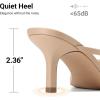 image:imageDREAM PAIRS Womens Bow Heels  Kitten Heel Mule Sandals Square Toe Strappy Slip On Dress Heels Elegant Bridal Wedding Party Formal Shoes for Special OccasionsNude
