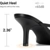 image:imageDREAM PAIRS Womens Bow Heels  Kitten Heel Mule Sandals Square Toe Strappy Slip On Dress Heels Elegant Bridal Wedding Party Formal Shoes for Special OccasionsBlack