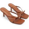 image:imageDREAM PAIRS Womens Bow Heels  Kitten Heel Mule Sandals Square Toe Strappy Slip On Dress Heels Elegant Bridal Wedding Party Formal Shoes for Special OccasionsBrown