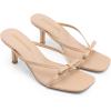 image:imageDREAM PAIRS Womens Bow Heels  Kitten Heel Mule Sandals Square Toe Strappy Slip On Dress Heels Elegant Bridal Wedding Party Formal Shoes for Special OccasionsNude