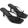 image:imageDREAM PAIRS Womens Bow Heels  Kitten Heel Mule Sandals Square Toe Strappy Slip On Dress Heels Elegant Bridal Wedding Party Formal Shoes for Special OccasionsBlack