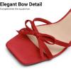 image:imageDREAM PAIRS Womens Bow Heels Kitten Heels for Women Square Toe Strappy Heeled Sandals Elegant Wedding amp Bridal Bownots Sandals for Formal amp Special OccasionsRed