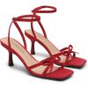 image:imageDREAM PAIRS Womens Bow Heels Kitten Heels for Women Square Toe Strappy Heeled Sandals Elegant Wedding amp Bridal Bownots Sandals for Formal amp Special OccasionsRed