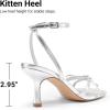 image:imageDREAM PAIRS Womens Bow Heels Kitten Heels for Women Square Toe Strappy Heeled Sandals Elegant Wedding amp Bridal Bownots Sandals for Formal amp Special OccasionsSilver