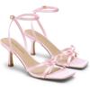 image:imageDREAM PAIRS Womens Bow Heels Kitten Heels for Women Square Toe Strappy Heeled Sandals Elegant Wedding amp Bridal Bownots Sandals for Formal amp Special OccasionsPink