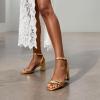 image:imageDREAM PAIRS Womens Chunky Strappy Heels Square Open Toe Ankle Buckle Low Heels Sandals for Daily Wedding Party DressGold