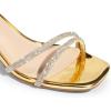 image:imageDREAM PAIRS Womens Chunky Strappy Heels Square Open Toe Ankle Buckle Low Heels Sandals for Daily Wedding Party DressGoldrhinestone