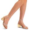 image:imageDREAM PAIRS Womens Chunky Strappy Heels Square Open Toe Ankle Buckle Low Heels Sandals for Daily Wedding Party DressGoldrhinestone