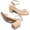 image:imageDREAM PAIRS Womens Chunky Strappy Heels Square Open Toe Ankle Buckle Low Heels Sandals for Daily Wedding Party DressNude