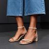 image:imageDREAM PAIRS Womens Chunky Strappy Heels Square Open Toe Ankle Buckle Low Heels Sandals for Daily Wedding Party DressNudepu