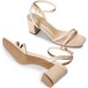 image:imageDREAM PAIRS Womens Chunky Strappy Heels Square Open Toe Ankle Buckle Low Heels Sandals for Daily Wedding Party DressNudepu