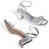 image:imageDREAM PAIRS Womens Chunky Strappy Heels Square Open Toe Ankle Buckle Low Heels Sandals for Daily Wedding Party DressSilver