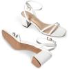 image:imageDREAM PAIRS Womens Chunky Strappy Heels Square Open Toe Ankle Buckle Low Heels Sandals for Daily Wedding Party DressWhitepu