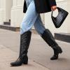 image:imageDREAM PAIRS Womens Cowboy Boots Western Comfortable Chunky Heel Square Toe Embroidered Cowgirl Knee High BootsBlack