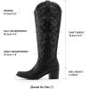 image:imageDREAM PAIRS Womens Cowboy Boots Western Comfortable Chunky Heel Square Toe Embroidered Cowgirl Knee High BootsBlack