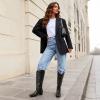 image:imageDREAM PAIRS Womens Cowboy Boots Western Comfortable Chunky Heel Square Toe Embroidered Cowgirl Knee High BootsBlack