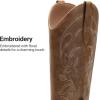 image:imageDREAM PAIRS Womens Cowboy Boots Western Comfortable Chunky Heel Square Toe Embroidered Cowgirl Knee High BootsBrown