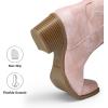 image:imageDREAM PAIRS Womens Cowboy Boots Western Comfortable Chunky Heel Square Toe Embroidered Cowgirl Knee High BootsLight Pink