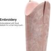 image:imageDREAM PAIRS Womens Cowboy Boots Western Comfortable Chunky Heel Square Toe Embroidered Cowgirl Knee High BootsLight Pink