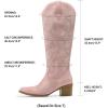 image:imageDREAM PAIRS Womens Cowboy Boots Western Comfortable Chunky Heel Square Toe Embroidered Cowgirl Knee High BootsLight Pink