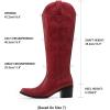 image:imageDREAM PAIRS Womens Cowboy Boots Western Comfortable Chunky Heel Square Toe Embroidered Cowgirl Knee High BootsRed