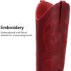 image:imageDREAM PAIRS Womens Cowboy Boots Western Comfortable Chunky Heel Square Toe Embroidered Cowgirl Knee High BootsRed