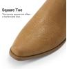 image:imageDREAM PAIRS Womens Cowboy Boots Western Comfortable Chunky Heel Square Toe Embroidered Cowgirl Knee High BootsTan