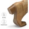 image:imageDREAM PAIRS Womens Cowboy Boots Western Comfortable Chunky Heel Square Toe Embroidered Cowgirl Knee High BootsTan
