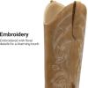 image:imageDREAM PAIRS Womens Cowboy Boots Western Comfortable Chunky Heel Square Toe Embroidered Cowgirl Knee High BootsTan