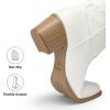 image:imageDREAM PAIRS Womens Cowboy Boots Western Comfortable Chunky Heel Square Toe Embroidered Cowgirl Knee High BootsWhite