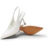 image:imageDREAM PAIRS Womens Heels Slingback Stiletto Pumps Shoes Pointed Closed Toe Kitten Heels Dress Bridal Elegant Wedding Sexy PartyWhitepu