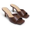 image:imageDREAM PAIRS Womens Kitten Heels Sandals  Square Toe Slip On Low Heels Heeled Mules Footwear for Everyday Dressy amp Casual OccasionsBrown