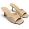 image:imageDREAM PAIRS Womens Kitten Heels Sandals  Square Toe Slip On Low Heels Heeled Mules Footwear for Everyday Dressy amp Casual OccasionsNude