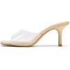image:imageDREAM PAIRS Womens Kitten Heels Sandals  Square Toe Slip On Low Heels Heeled Mules Footwear for Everyday Dressy amp Casual OccasionsNudeClear