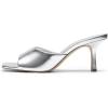 image:imageDREAM PAIRS Womens Kitten Heels Sandals  Square Toe Slip On Low Heels Heeled Mules Footwear for Everyday Dressy amp Casual OccasionsSilver