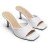 image:imageDREAM PAIRS Womens Kitten Heels Sandals  Square Toe Slip On Low Heels Heeled Mules Footwear for Everyday Dressy amp Casual OccasionsWhite