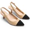 image:imageDREAM PAIRS Womens Kitten Heels Slingback Closed Pointed Toe Low Pumps Shoes Women Party Wedding Sexy Casual Dress ShoesNudeBlack