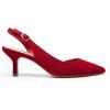 image:imageDREAM PAIRS Womens Kitten Heels Slingback Closed Pointed Toe Low Pumps Shoes Women Party Wedding Sexy Casual Dress ShoesRedsuede