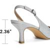 image:imageDREAM PAIRS Womens Kitten Heels Slingback Closed Pointed Toe Low Pumps Shoes Women Party Wedding Sexy Casual Dress ShoesSilverglitter