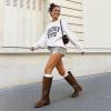 image:imageDREAM PAIRS Womens Knee High Boots Pullon Tall Shaft with Western Stitching Vintage Style Comfortable Square Toe Boots for WomenDark Brown